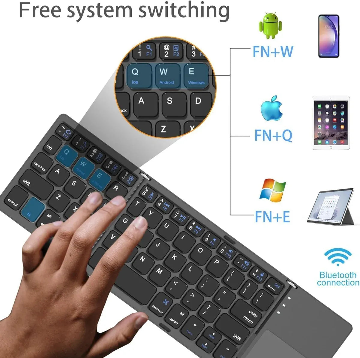 Foldable Bluetooth Keyboard with Touchpad