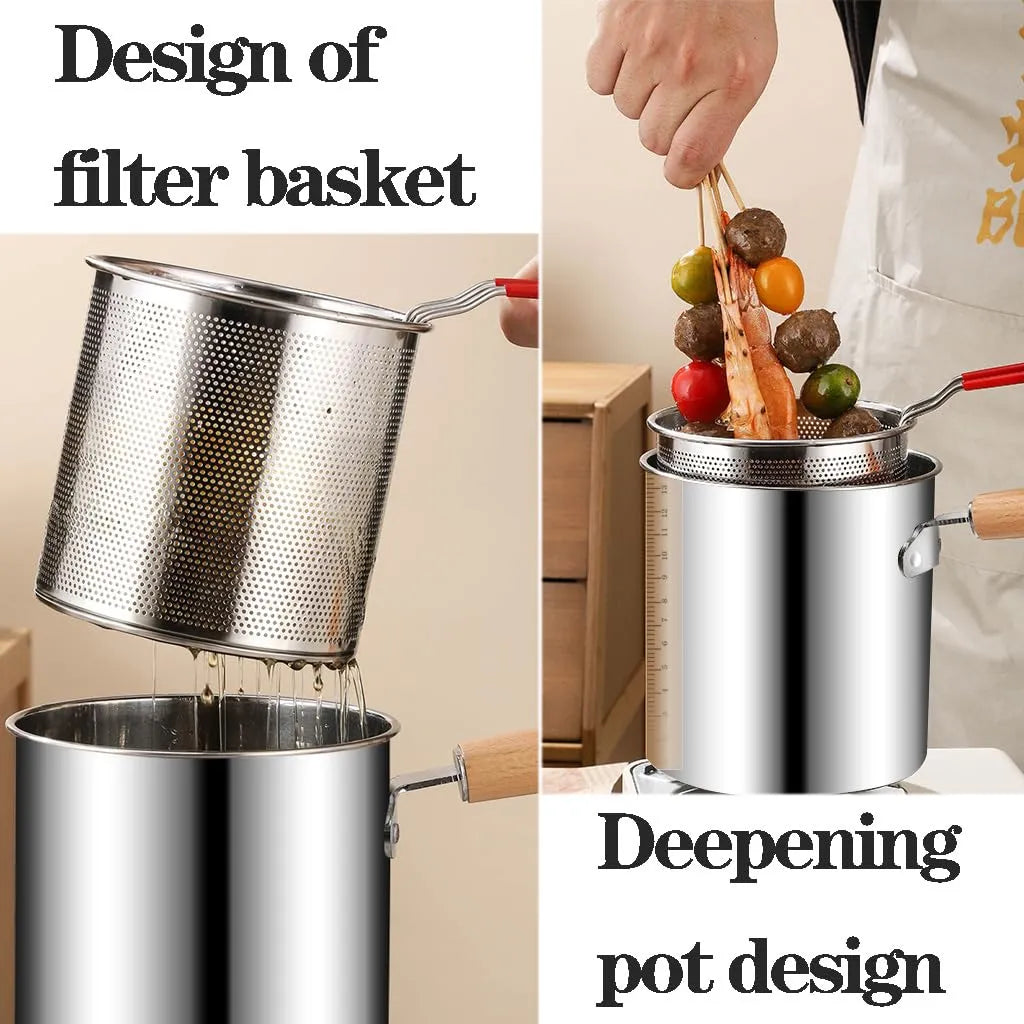 Stainless Steel Deep Fry Pot with Strainer Basket