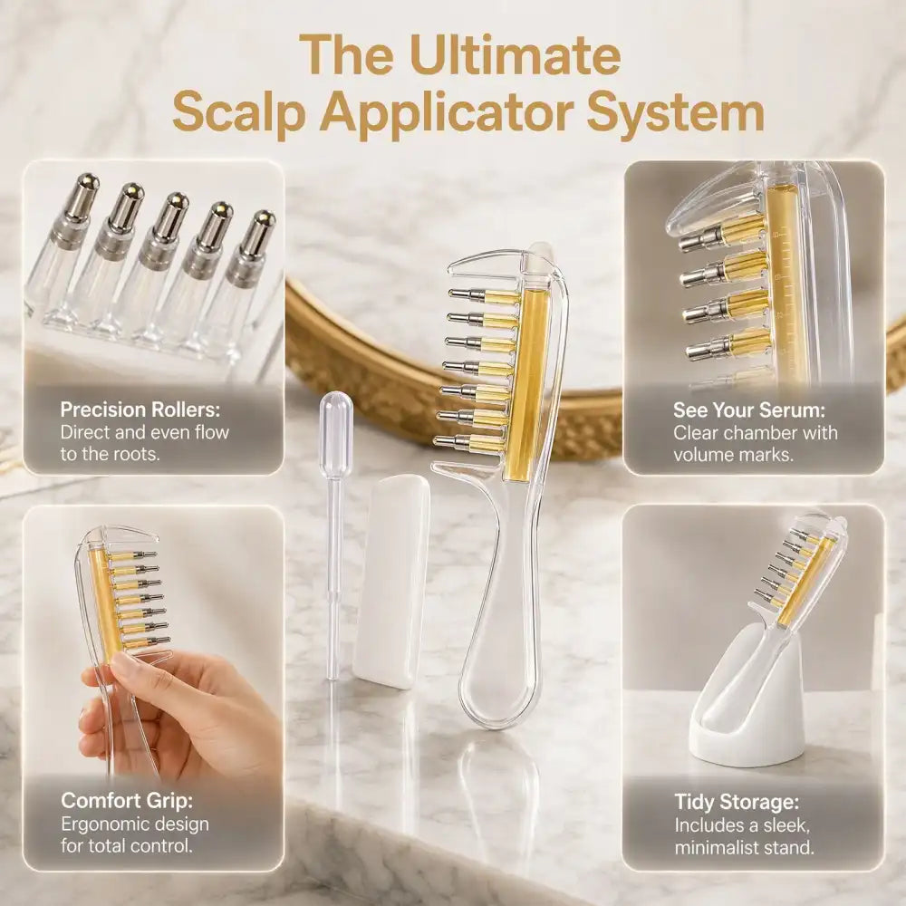 2-in-1 Hair Oil Comb with Roller Ball