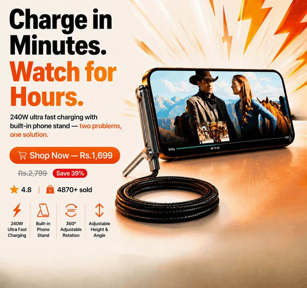 2 In 1 Type C Fast Charging Cable+Mobile Stand (240W)