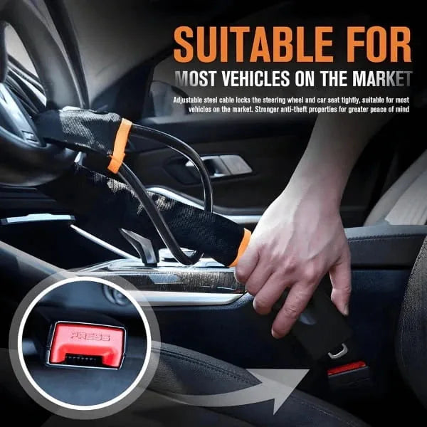 Car Seat Belt Steering Wheel Anti-Theft Locking Device
