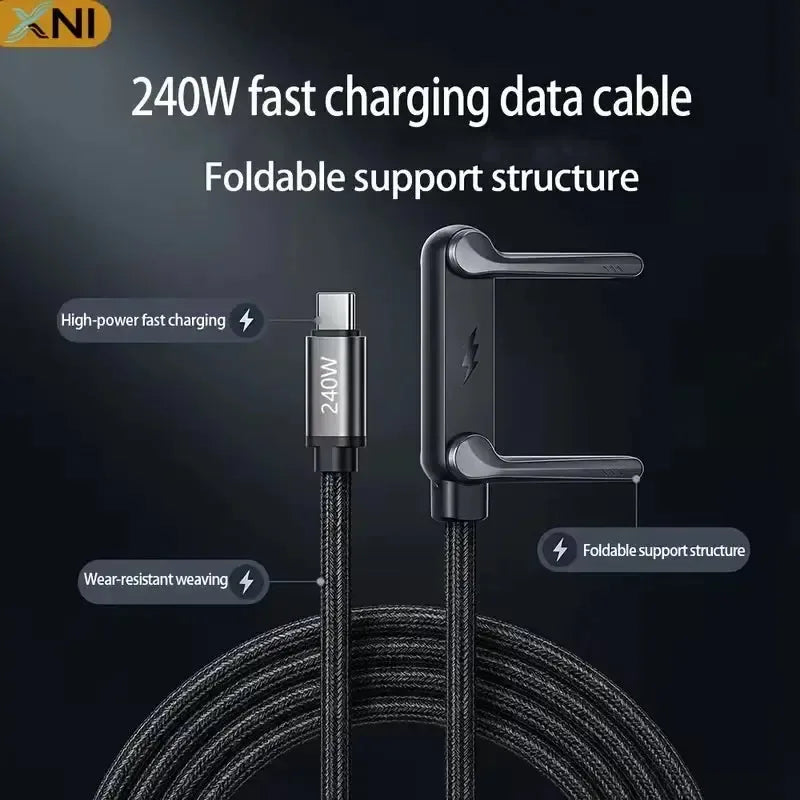 2 In 1 Type C Fast Charging Cable+Mobile Stand (240W)