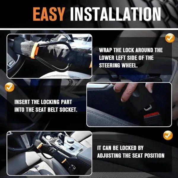 Car Seat Belt Steering Wheel Anti-Theft Locking Device