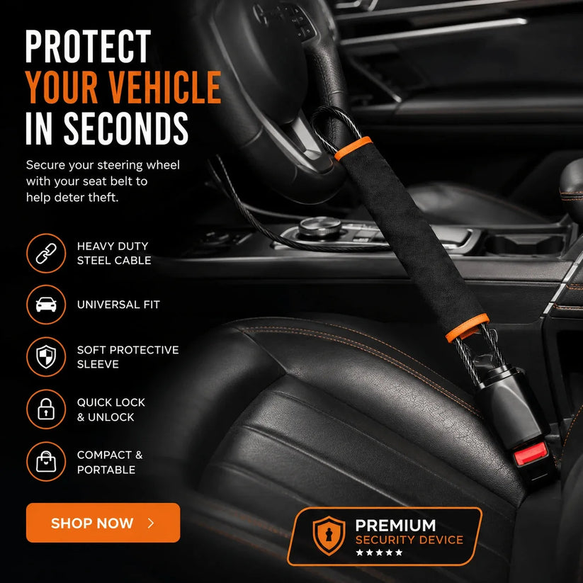 Car Seat Belt Steering Wheel Anti-Theft Locking Device