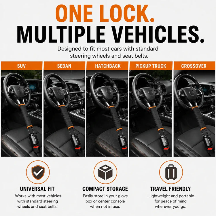 Car Seat Belt Steering Wheel Anti-Theft Locking Device