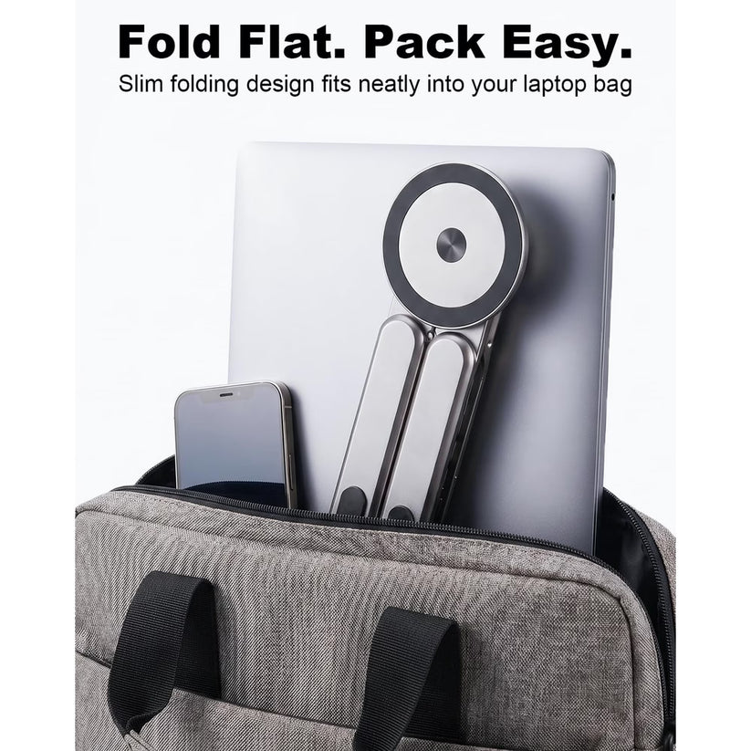 4-in-1 Foldable Laptop Stand, 8-Level Adjustable Riser, Magnetic Phone Holder for Desk, Home Office And Travel