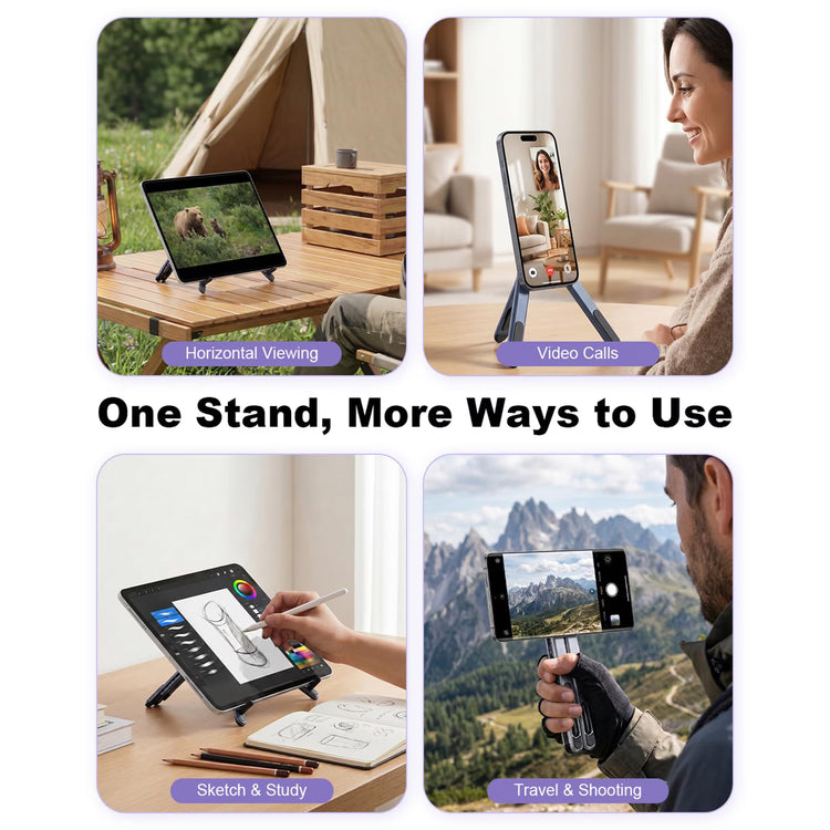 4-in-1 Foldable Laptop Stand, 8-Level Adjustable Riser, Magnetic Phone Holder for Desk, Home Office And Travel