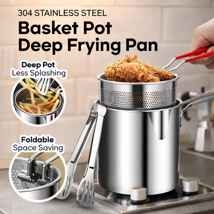 Stainless Steel Deep Fry Pot with Strainer Basket