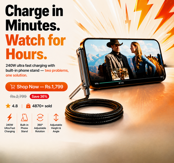 2 In 1 Type C Fast Charging Cable+Mobile Stand (240W)