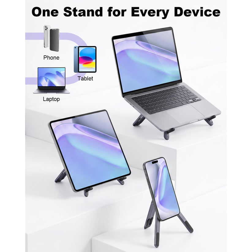 4-in-1 Foldable Laptop Stand, 8-Level Adjustable Riser, Magnetic Phone Holder for Desk, Home Office And Travel