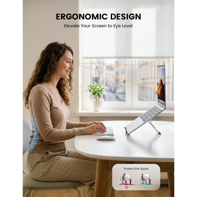 4-in-1 Foldable Laptop Stand, 8-Level Adjustable Riser, Magnetic Phone Holder for Desk, Home Office And Travel