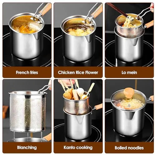 Stainless Steel Deep Fry Pot with Strainer Basket