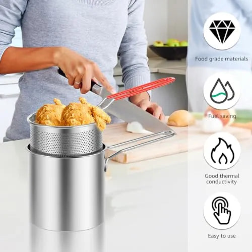 Stainless Steel Deep Fry Pot with Strainer Basket