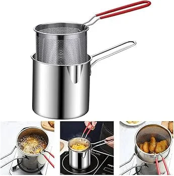 Stainless Steel Deep Fry Pot with Strainer Basket