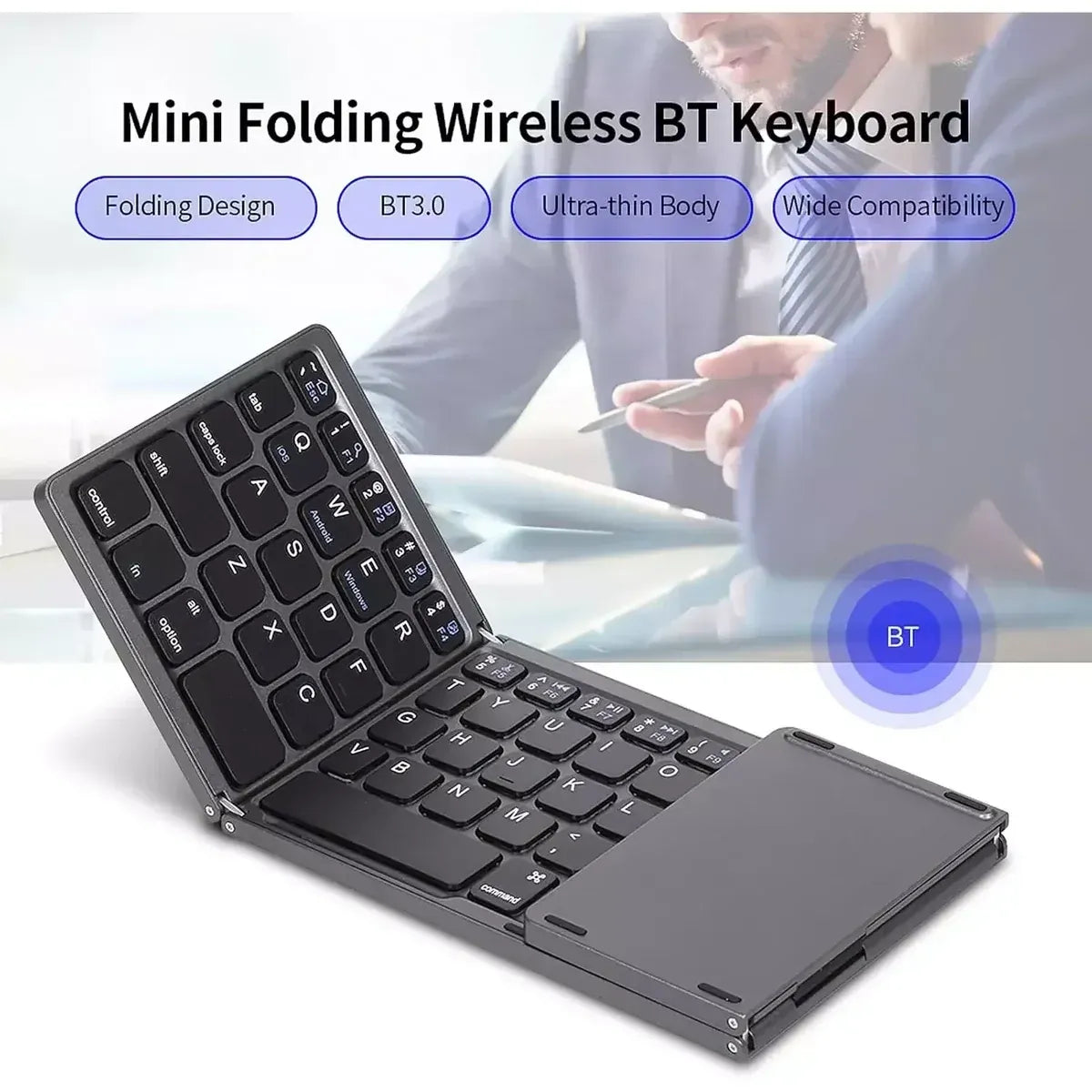 Foldable Bluetooth Keyboard with Touchpad