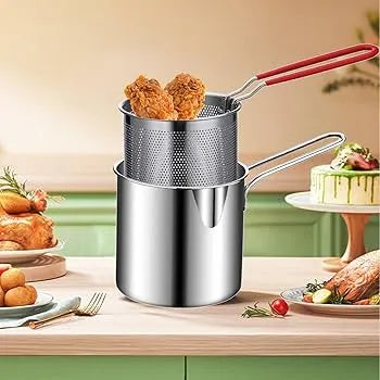 Stainless Steel Deep Fry Pot with Strainer Basket