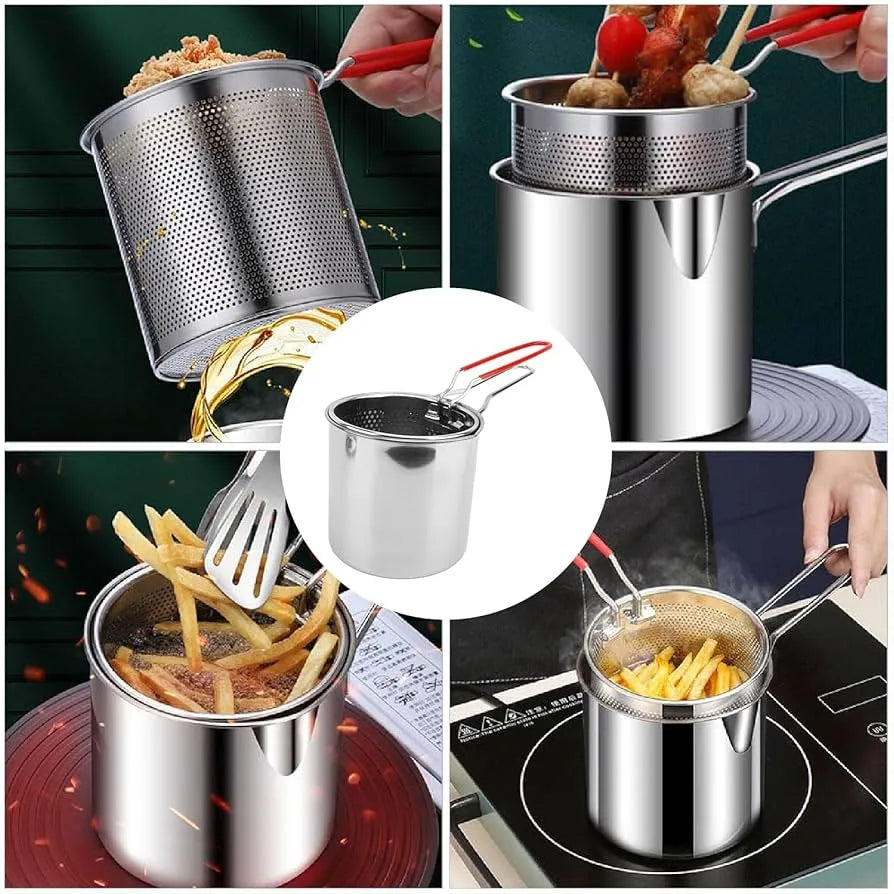 Stainless Steel Deep Fry Pot with Strainer Basket