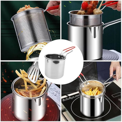 Stainless Steel Deep Fry Pot with Strainer Basket