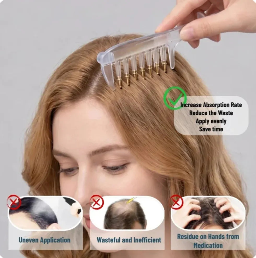 2-in-1 Hair Oil Applicator Comb with Roller Ball