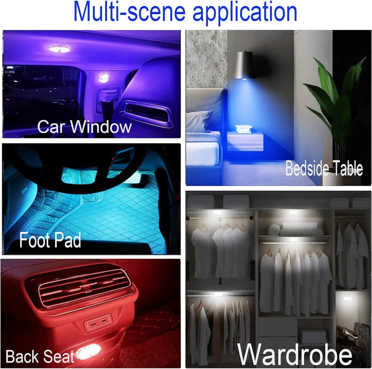 7 Colors LED Interior Car Lights  (Pack of 2)