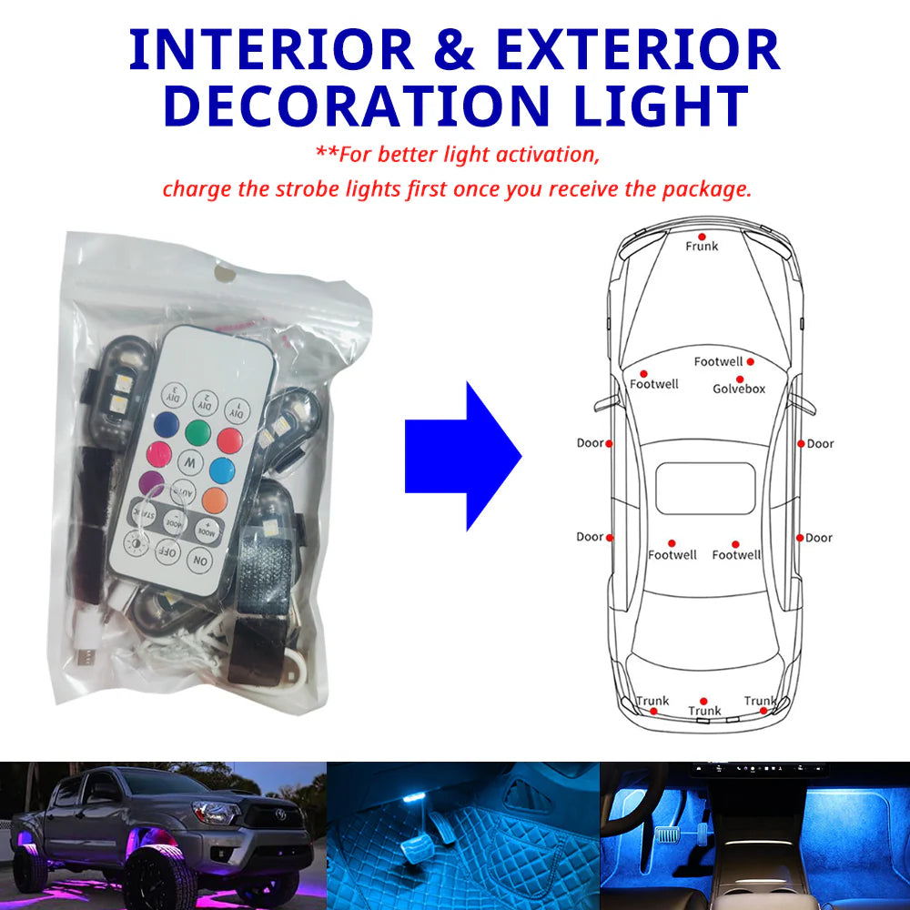 7 Colors LED Interior Car Lights  (Pack of 2)
