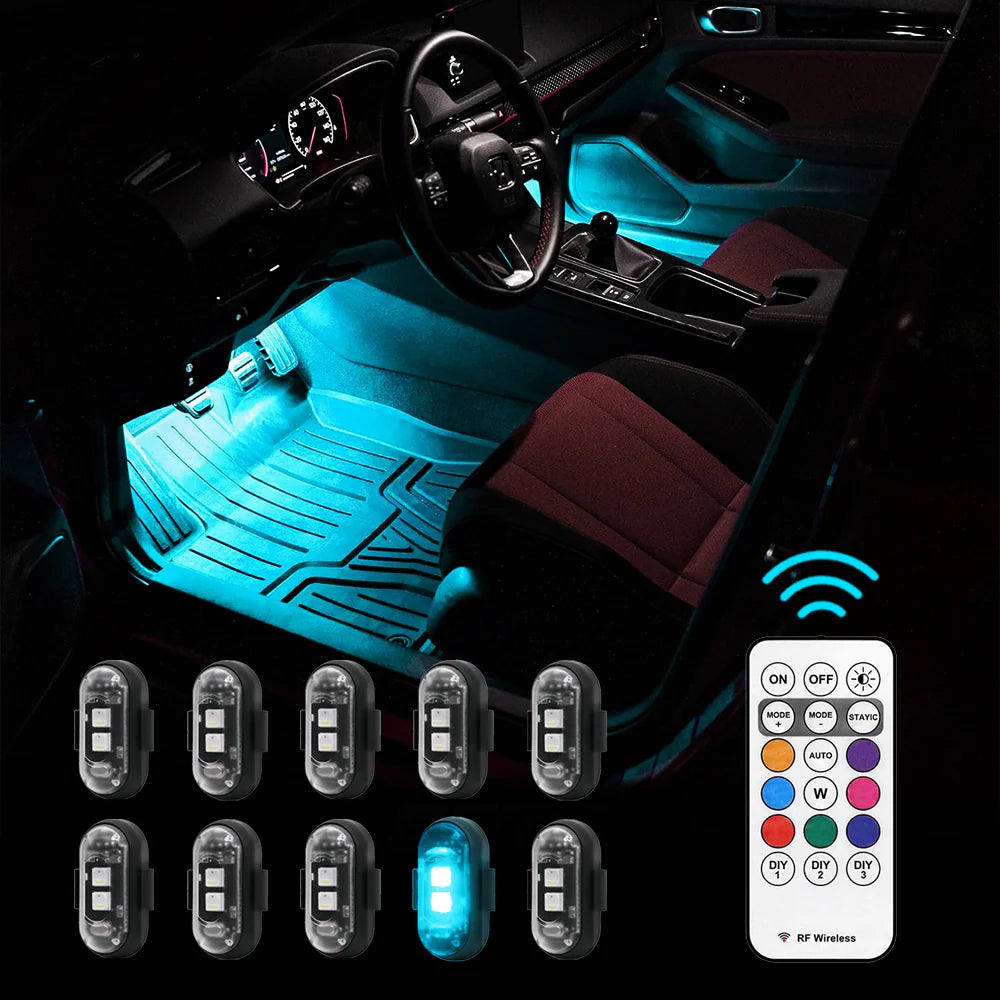 7 Colors LED Interior Car Lights  (Pack of 2)