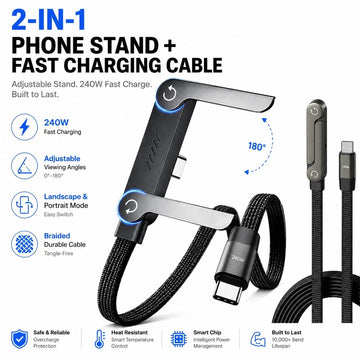 2 In 1 Type C Fast Charging Cable+Mobile Stand (240W)
