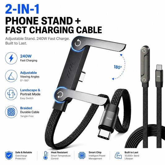 2 In 1 Type C Fast Charging Cable+Mobile Stand (240W)