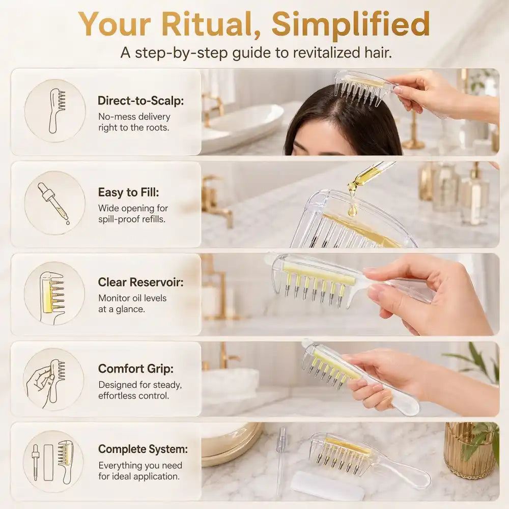 2-in-1 Hair Oil Comb with Roller Ball