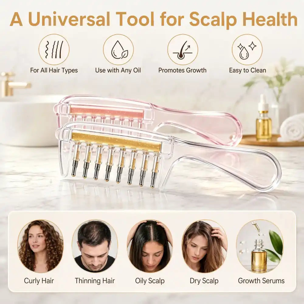 2-in-1 Hair Oil Comb with Roller Ball